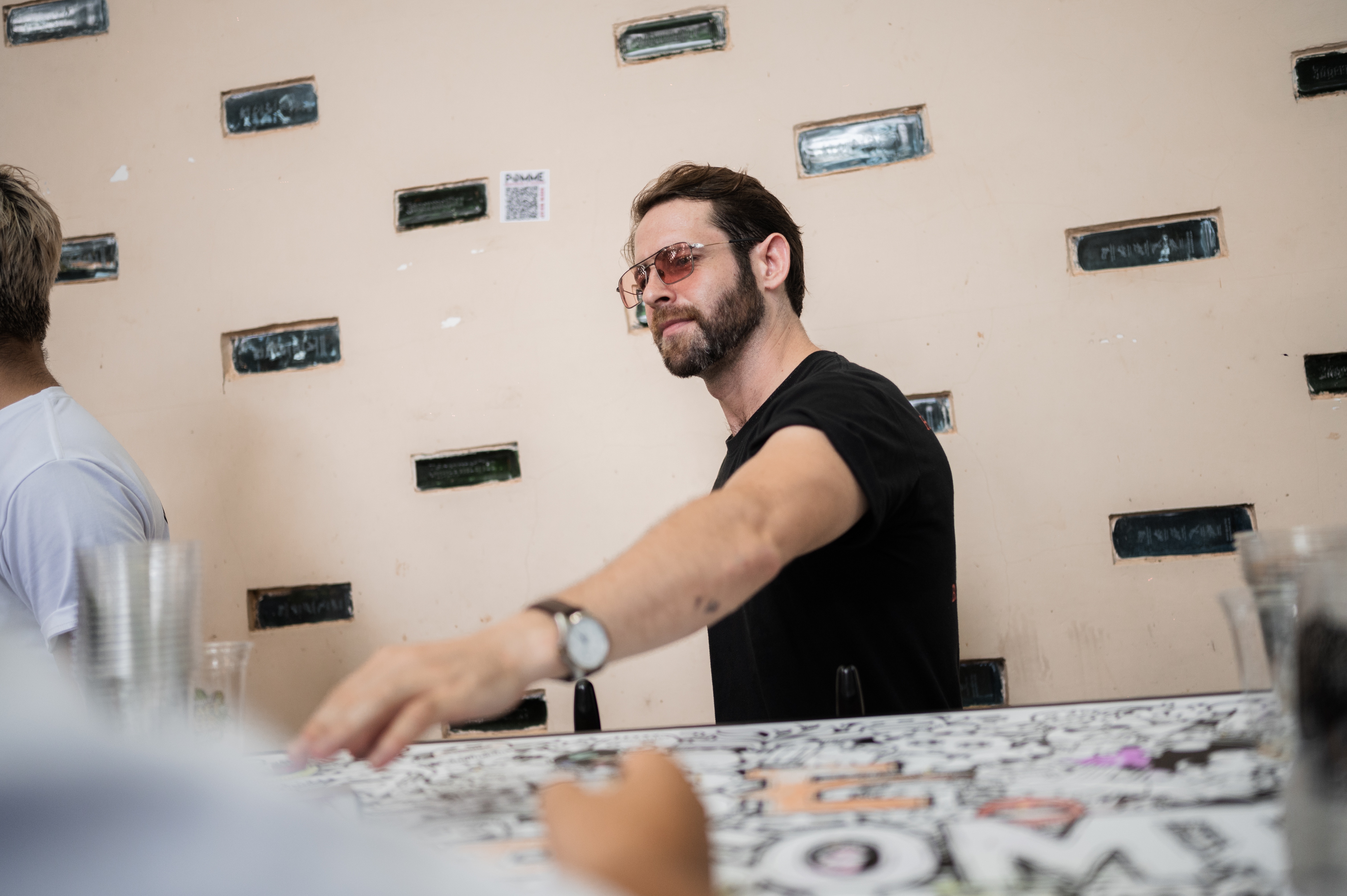 Festival organiser at the check-in table
